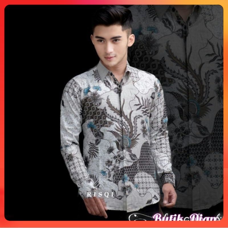 ATASAN Batik Pria Lengan Panjang BATIK AZMIL HRB026 motif KERATONAN Kode 002 size M L XL XXL Reguler