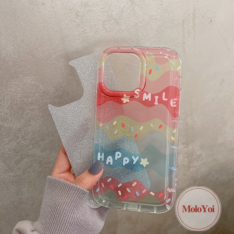 IPHONE Shockproof Airbag Casing Kompatibel Untuk Iphone14 11 13 12 Pro Max6 7 6s 8 Plus Xr X Xs Max SE 2020 INS Kreatif Pelangi Warna-Warni Lembut TPU Transparan Ponsel Cover