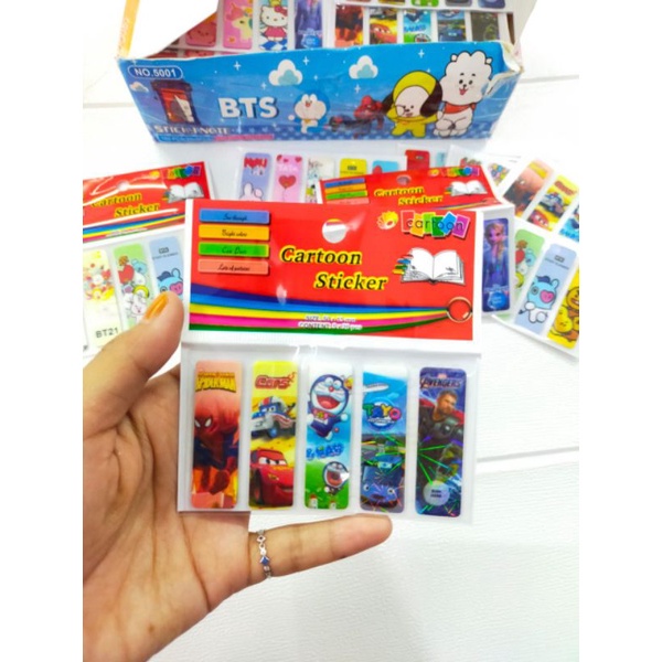 Pembatas buku post it karakter ecer isi 5 set(100pcs)