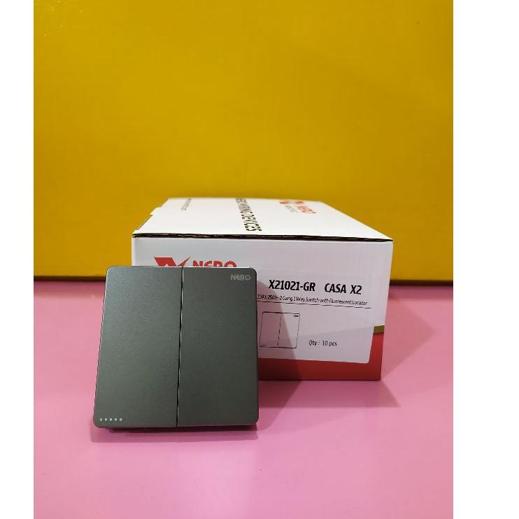 Order Sekarang saklar 2 gang 1 way Nero Casa grey