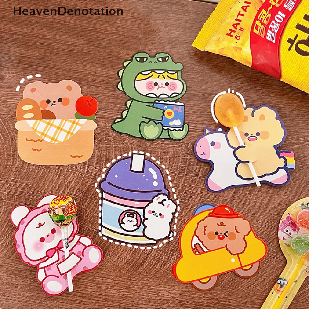 [HeavenDenotation] 50pcs/pack Kartu Dekorasi Lolipop Kartun Perlengkapan Permen Lolipop Kertas HDV