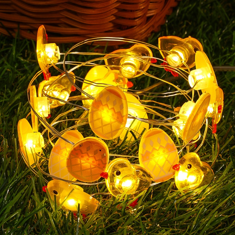 1m / 2m Battery Powered LED Chicks Shape Cartoon String Light / Bendable Copper Wire Fairy Tale Lamp / DIY Easter Party Decorative Ambient Lights