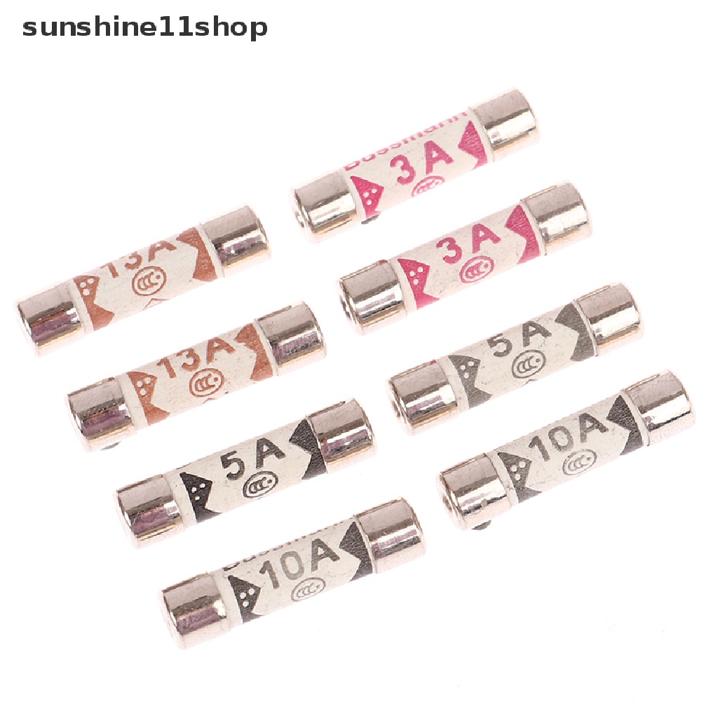 Sho 2PCS 6x25mm 3A/5A/10A/13A Plug Top Fuse Colokan Listrik Ceramic Fuse Tube N