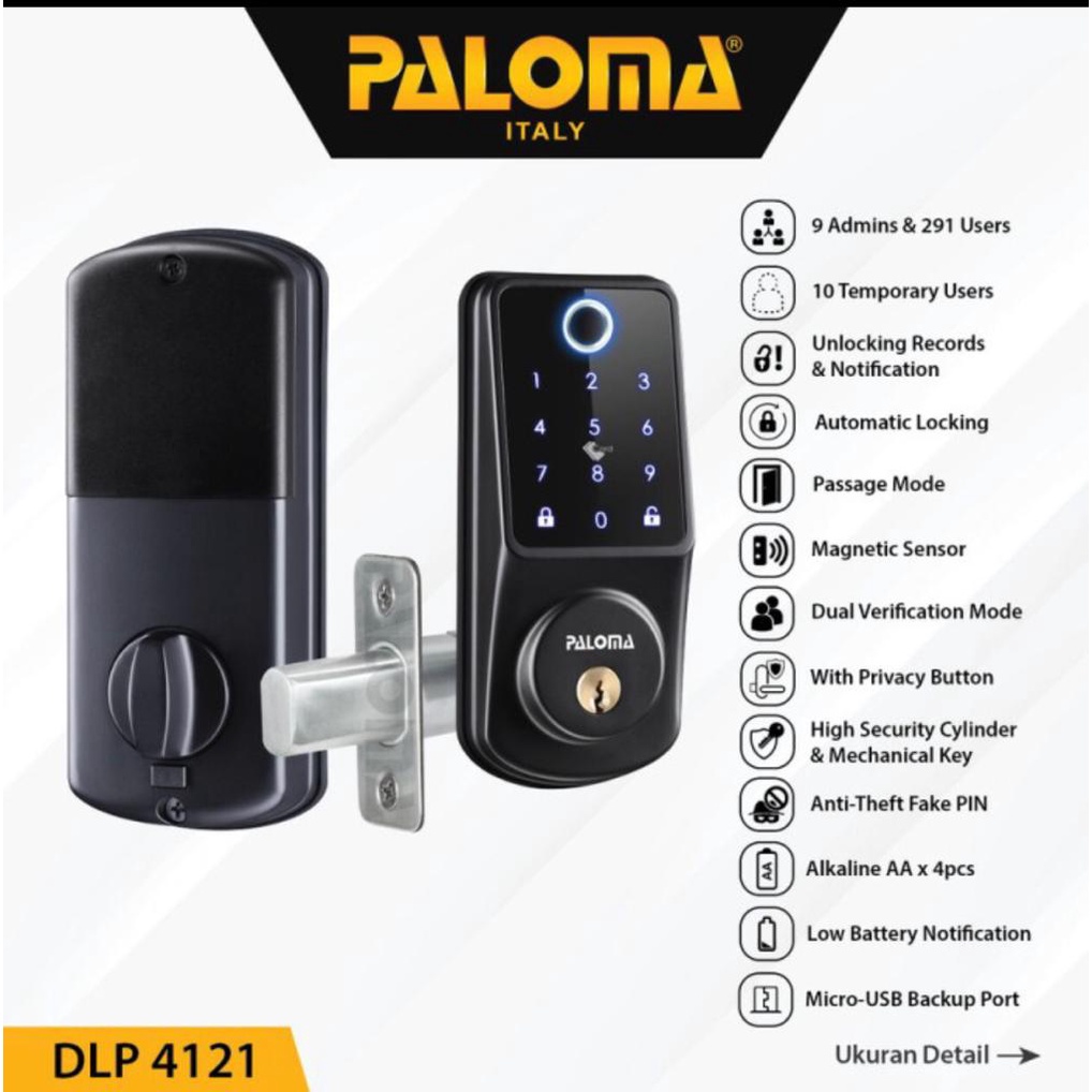 PALOMA DLP 4121 DIGITAL LOCK SMART HOME DOOR KUNCI PINTU DEADBOLT WIFI