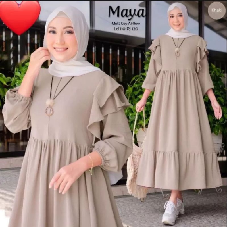 MAYA MIDI DRESS WANITA TERBARU 2023 VIRAL MIDI DRES WANITA JUMBO GAMIS LEBARAN 2023 GAMIS WANITA LENGAN PANJANG GAMIS  WANITA CRINKLE AIRFLOW GAMIS WANITA IMPORT GAMIS WANITA KEKINIAN DRES MIDI WANITA KEKINIAN DRES MIDI/GAMIS WANITA SIZE S M L XL XXL XXXL