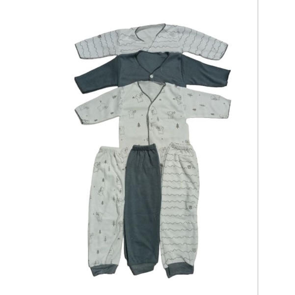 18 pis baju dan celana bayi seri abu/ paket hemat isi 18 pcs