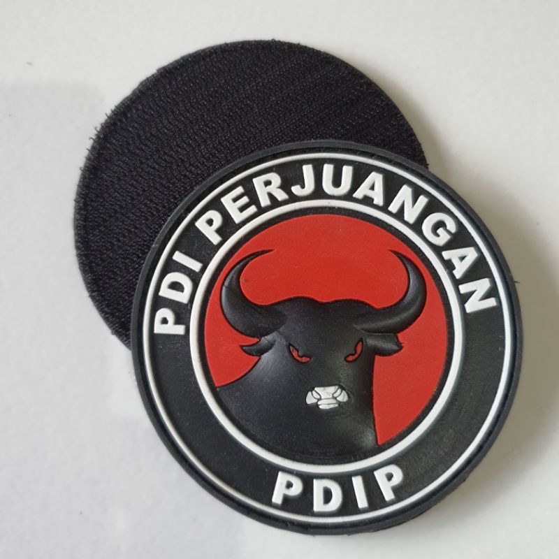 patch rubber logo partai PDI perjuangan / pdip / pemilihan umum / pemilu / tempelan emblem karet velcro