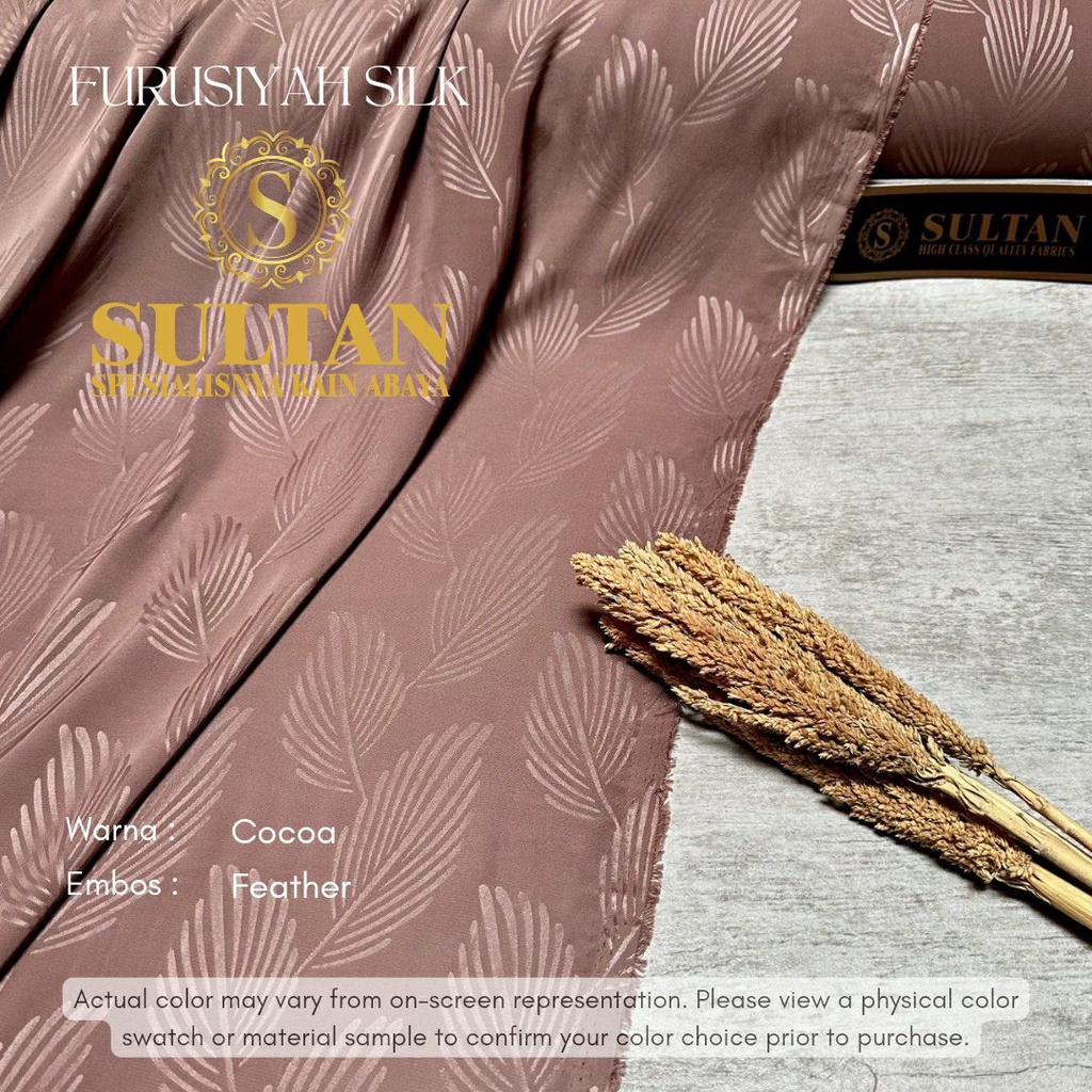 50CM EMBOS FEATHER FURUSIYAH SILK COCOA KAIN ABAYA SULTAN (MEREK LAMA: FURSAN SILK)