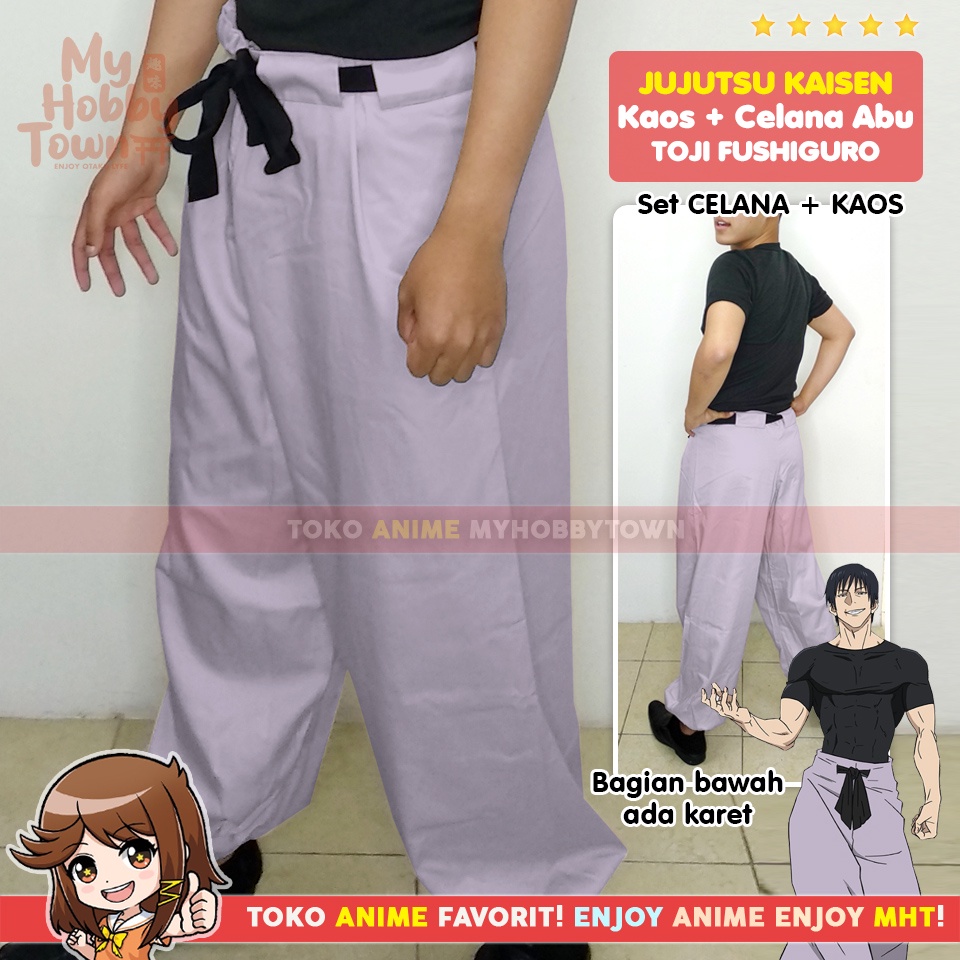 Kostum Cosplay Set Kaos Celana Fushiguro Toji Jujutsu Kaisen Abu Anime Ver