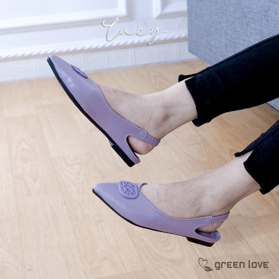 Viral Green Love Sepatu Flat LUCY