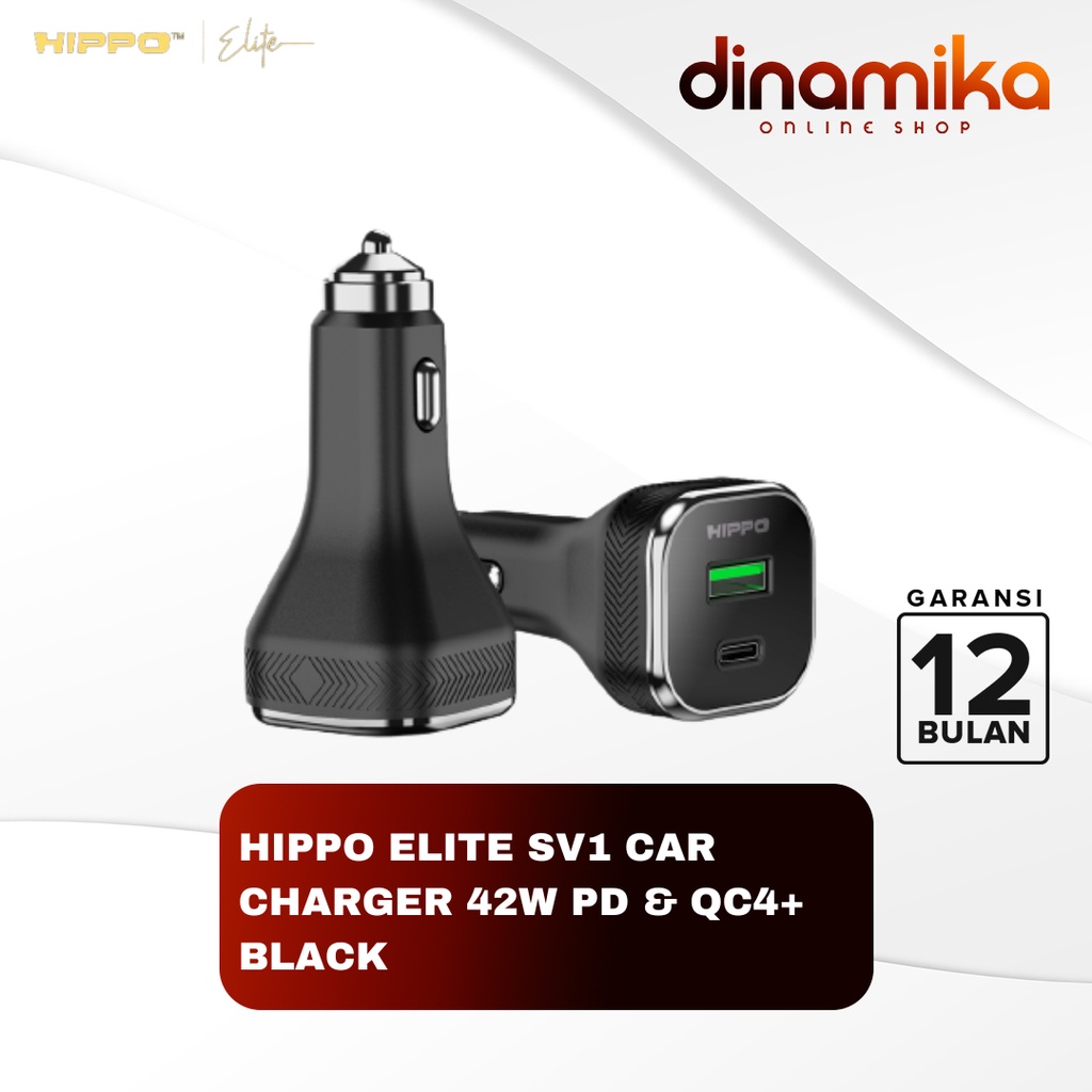HIPPO ELITE SV1 CAR CHARGER 42W PD & QC4+ BLACK