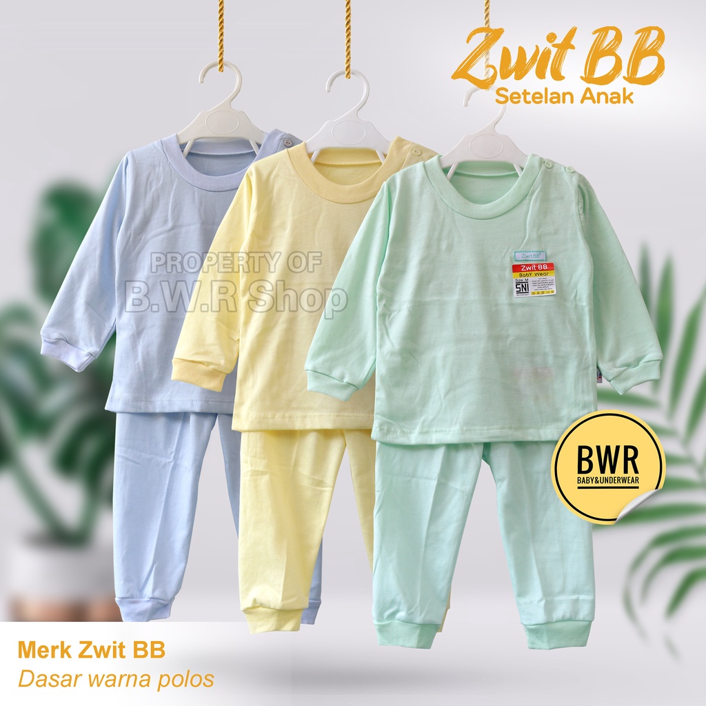 [ 3 Setel ] Setelan Zwit BB WARNA POLOS / Setelan Anak Bayi Unisex Kaos Celana Panjang Pendek Cpr | Bwr