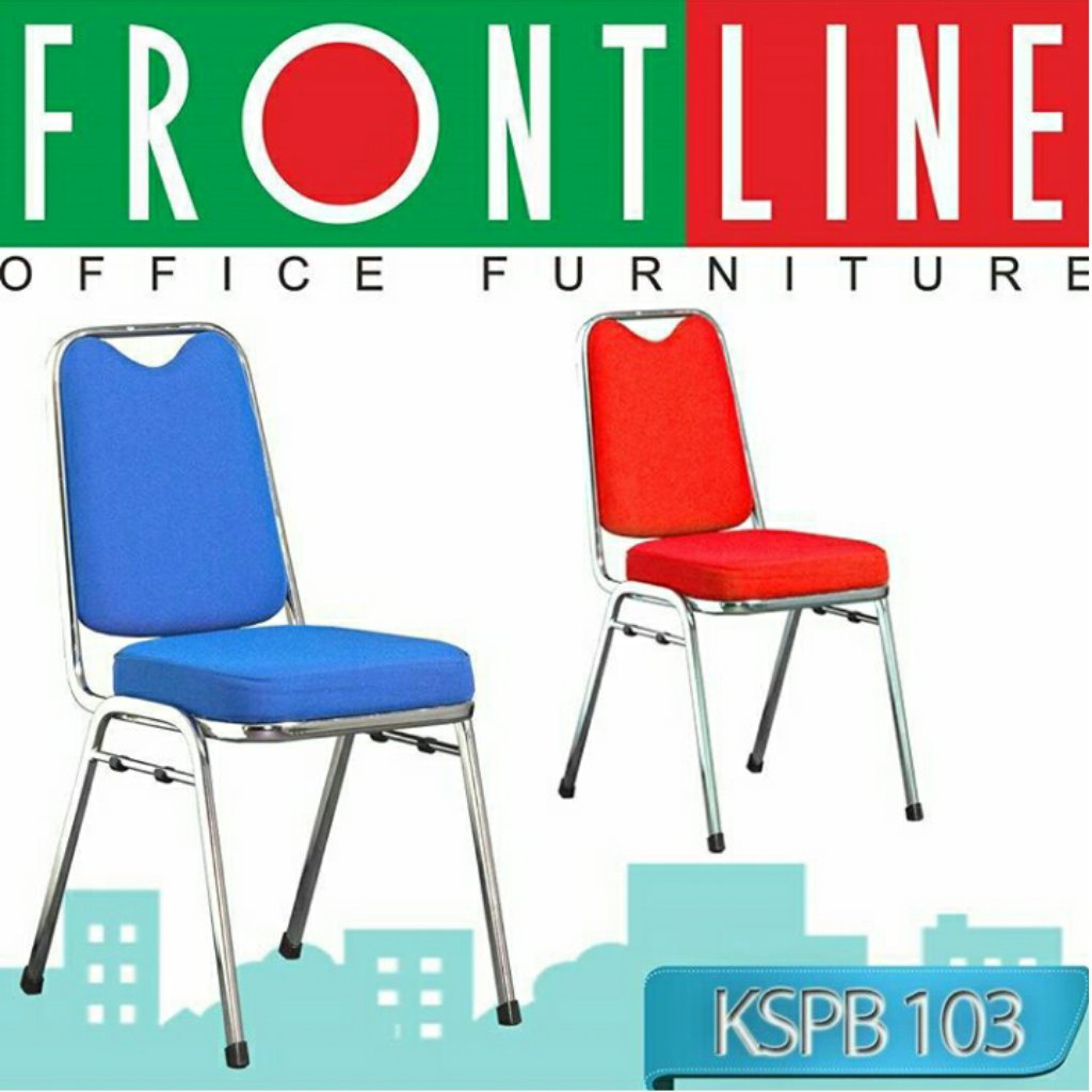 Kursi Besi Spons Merah Biru Kantor/ Kursi Pesta Susun Kaki Besi Frontline/ Kursi Busa Spons KSPB FL 