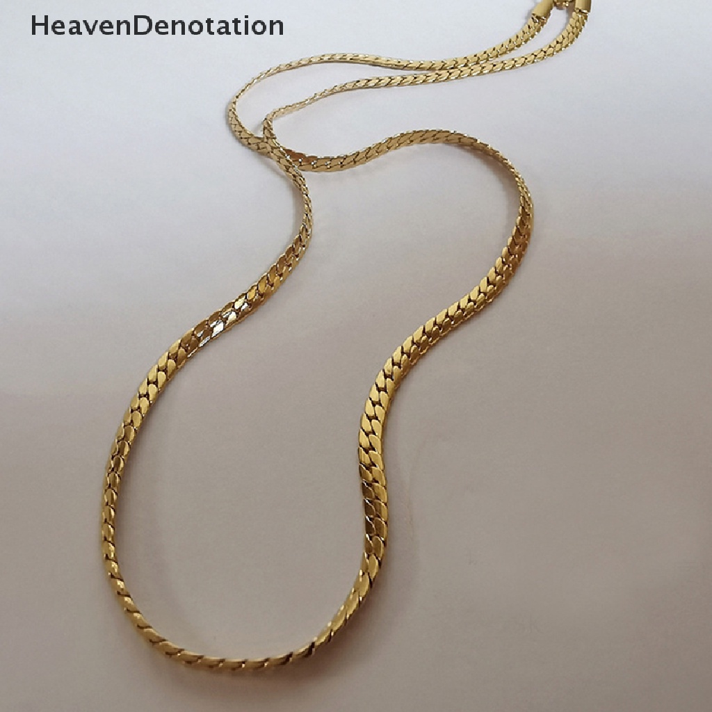 [HeavenDenotation] Fashion Kalung Rantai Baja Titanium Untuk Pria Wanita Warna Emas Rantai Pecut Kuda Klasik Minimalis Choker Perhiasan Hadiah HDV