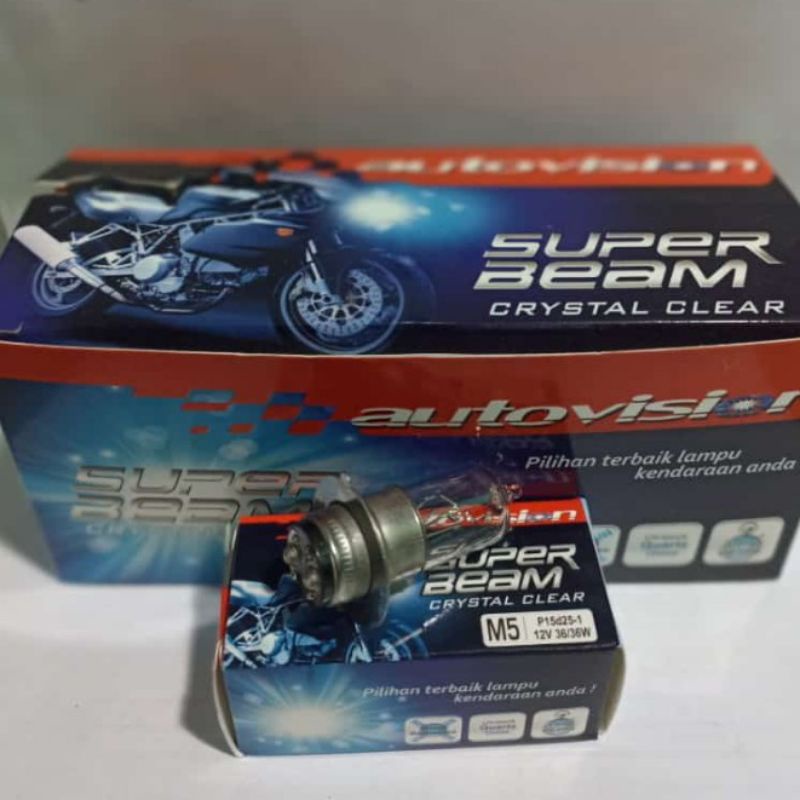 Bohlam Lampu Depan Motor Halogen 25W atau 36W 12V M5 Autovision K1 Original