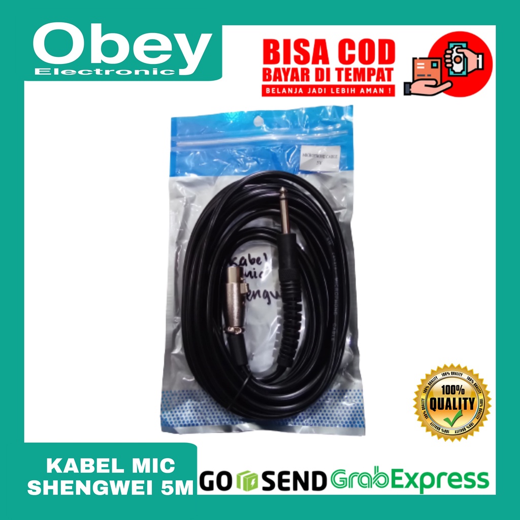 Kabel Mic / Microphone 3 Pin Audio 5 Meter Full Shengwei