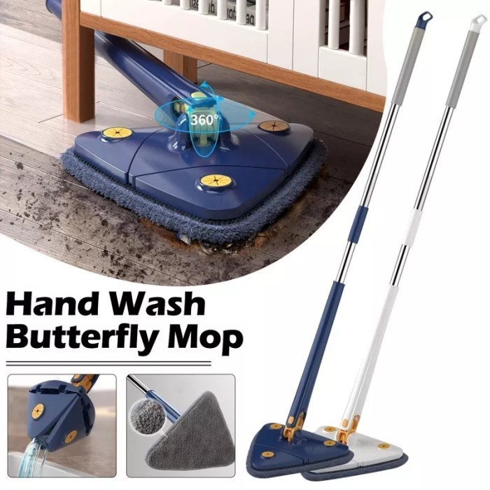 FMFIT 360 rotatable cleaning Mop alat sapu dan kain pel 2 in 1  SUPER MOP PEL LANTAI SEGITIGA Kaca Pembersih serbaguna triangle debu sarang laba laba cleaner wall tembok mop floor adjustable telescopic