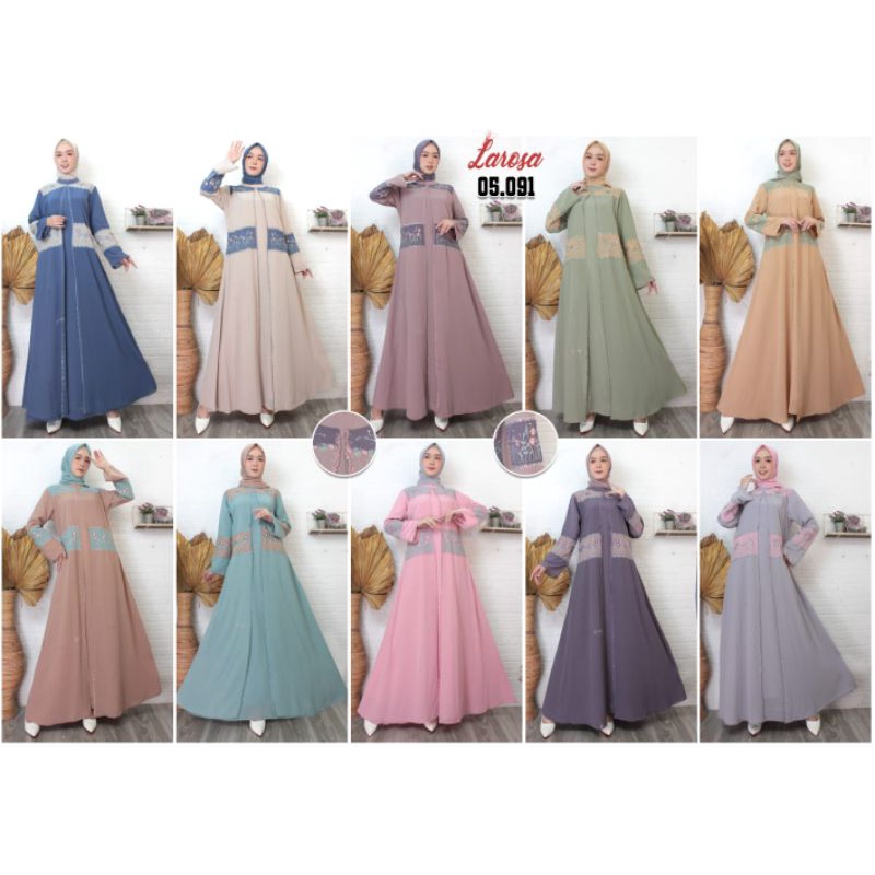 Set gamis larosa original 05.091   /   Gamis Larosa original set hijab  /  One set hijab dress Laros