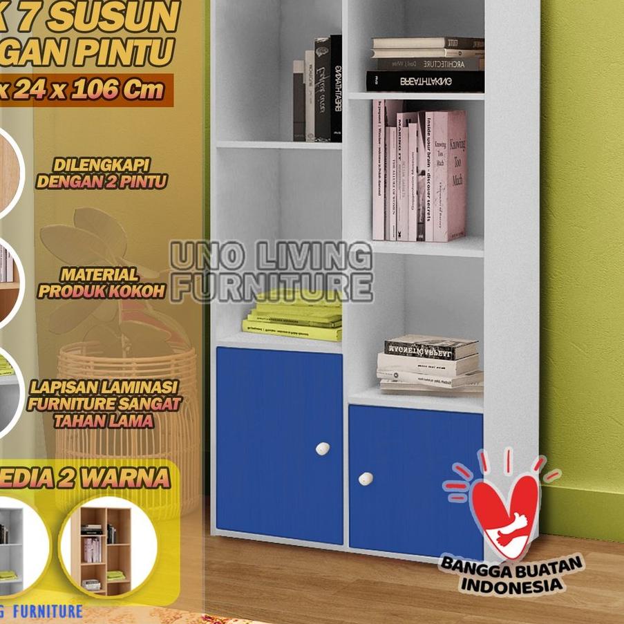 ➣ LEMARI RAK BUKU SERBAGUNA 7 RAK KAYU TERBARU MURAH LEMARI BUKU LEMARI PINTU RAK BUKU PORTABLE ♠