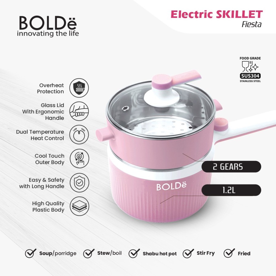 BOLDe Electric Skillet Fiesta Panci Listrik Serbaguna 1,2L 18Cm