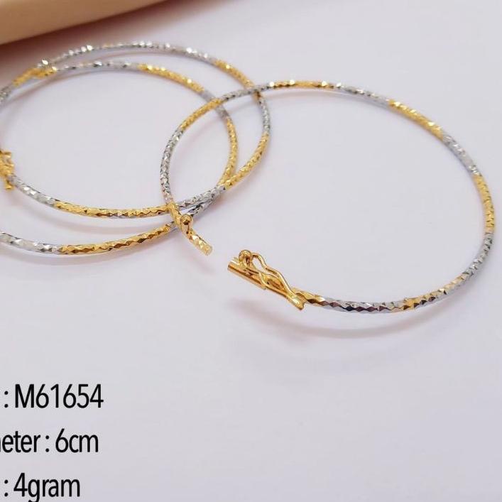 ™ Gelang Keroncong Titanium model Tipis Bukaan Samping Lapis Emas 24karat ✲