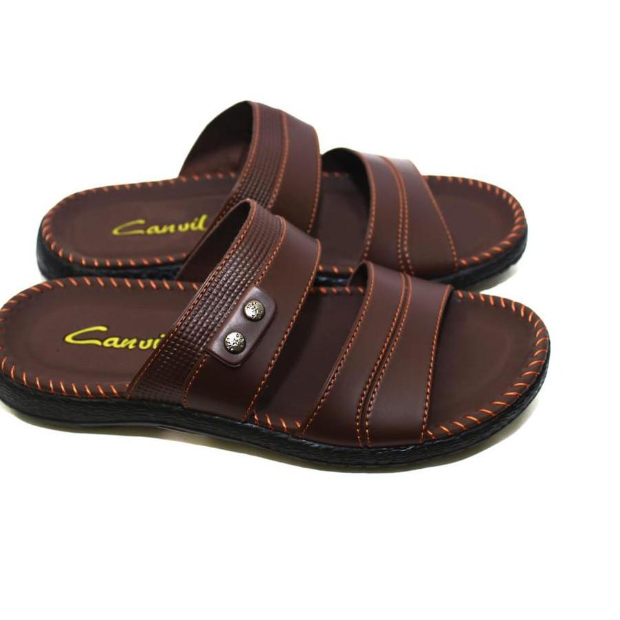 ۞ (BISA COD) SANDAL KULIT PRIA CARVIL SEPATU SANDAL SANDAL SLOP PRIA ←