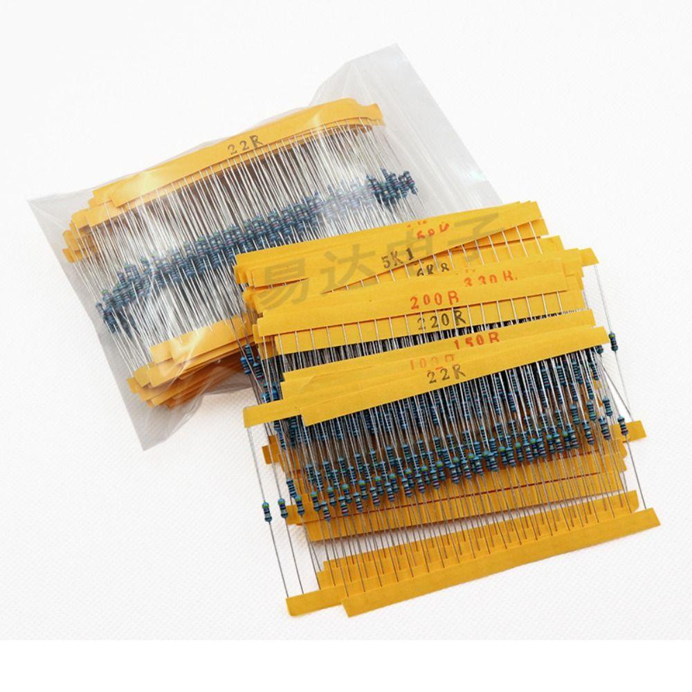 Populer 600pcs /set Resistor Metal Film Metal Tahan Lama 30jenis Komponen Pasif Tahanan 1/4W