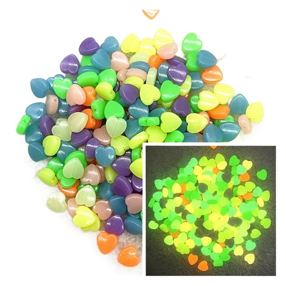 NEEDWAY Needway Bercahaya Mainan Lucu Manik-Manik Akrilik Multicolor Glow In The Dark DIY Gelang Aksesoris Pasangan Hadiah Memancing Longgar Spacer Beads