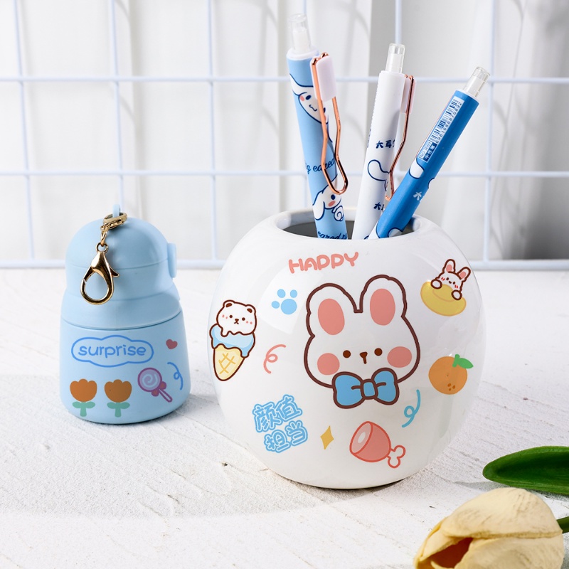 1lembar Kartun Kelinci PVC Tahan Air Stiker Tangan Akun Gadis Lucu Bunny Stiker Diary Scrapbooking Hias Decals