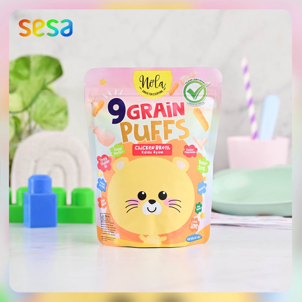 Nola - 9 Grain Puffs Chicken Broth 25 g Gluten Free | Snack Anak