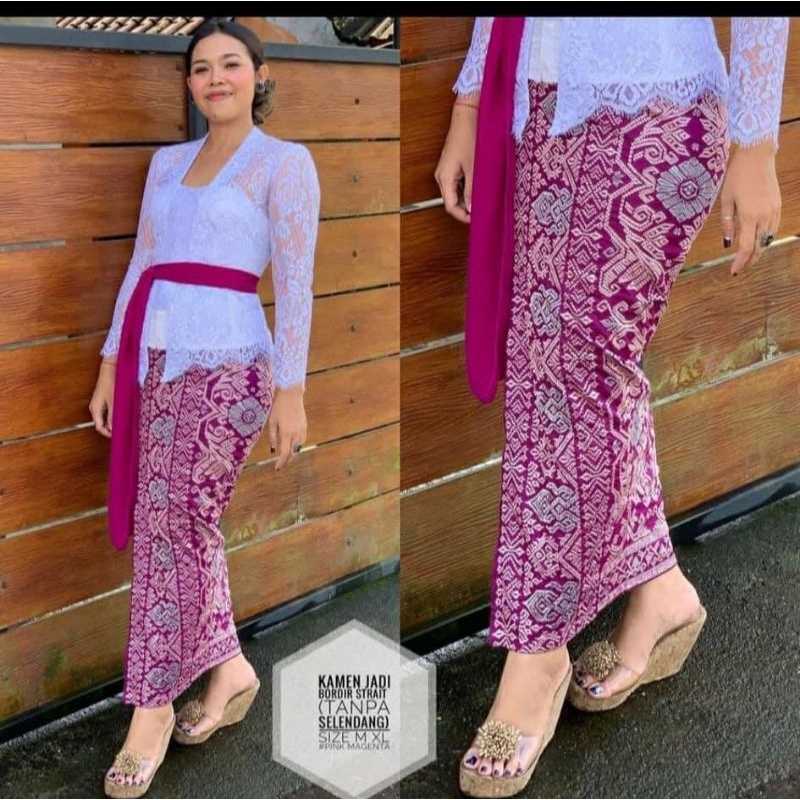 KAMEN JADI BORDIR SET SELENDANG DAN TANPA SELENDANG | ROK BALI BORDIR SET SELENDANG