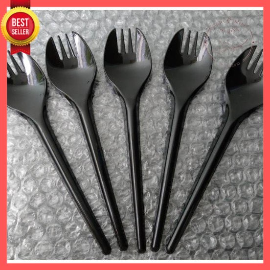 GOS -C405- 1PCS Sendok Garpu 2in 1 - Sendok Garpu Plastik 2 in 1 - 1 pcs Peralatan Makan Half Fork