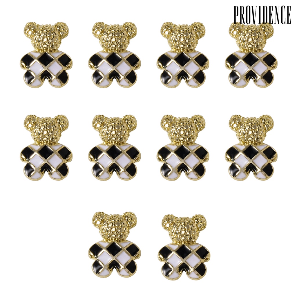 Providence 10Pcs Nail Art Pesona Mudah Menempel Non-drop Karat Anti-Oksidan Colorfast DIY Bear Punk Nail Art Perhiasan Salon Kuku Pasokan