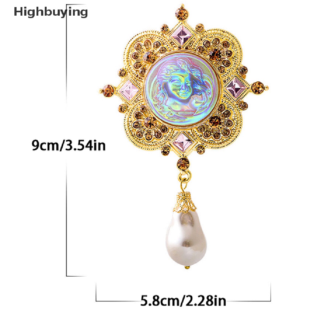 Hbid Retro Medieval Bros Warna-Warni Tembus Kaca Imitasi Baroque Pearl Bros Untuk Wanita Unisex Perhiasan Pesta Kantor Bros Pin Glory