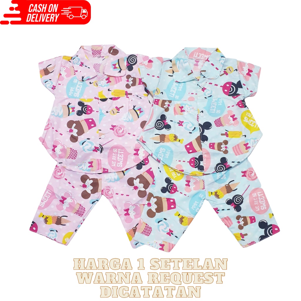 Cod Baju Tidur Setelan Piyama Kancing Anak Perempuan 0-12 Bulan Baju Baby Gracia