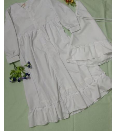 ♗ gamis anak  full katun putih polos manasik dan ada untuk bundanya katun toyobo ֍