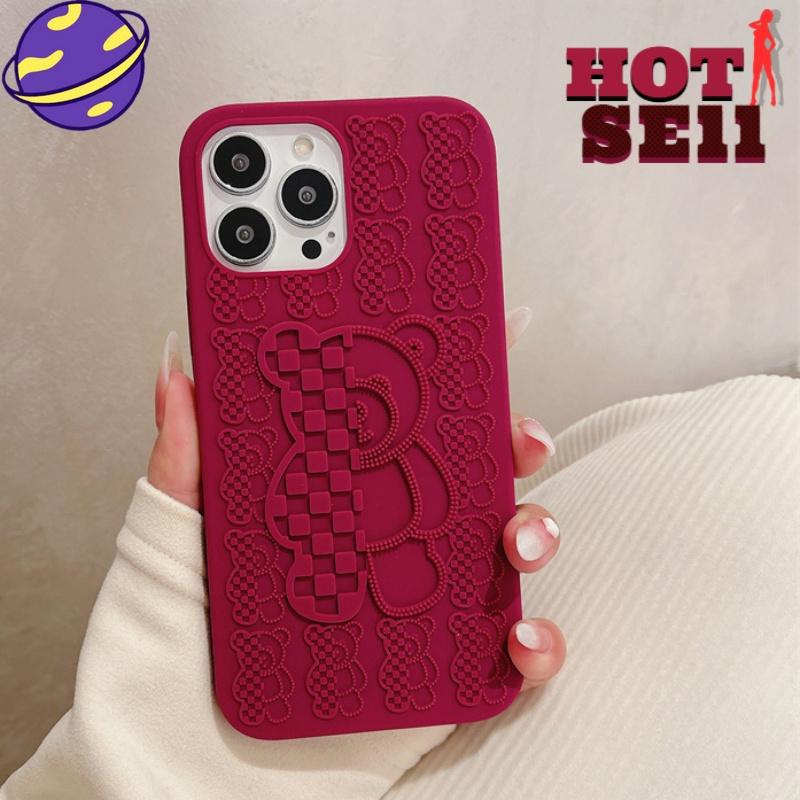 IPHONE Soft Case Beruang Kekerasan 3D Untuk Iphone14 13 12 11 Pro Max 14Plus Casing Belakang Silikon Kartun