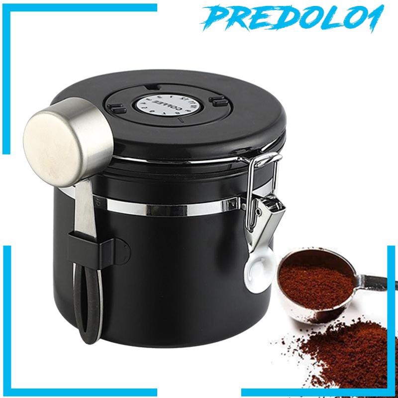[Predolo1] Wadah Biji Kopi Vacuum Storage Dengan Sendok Bahan Baja Untuk Teh