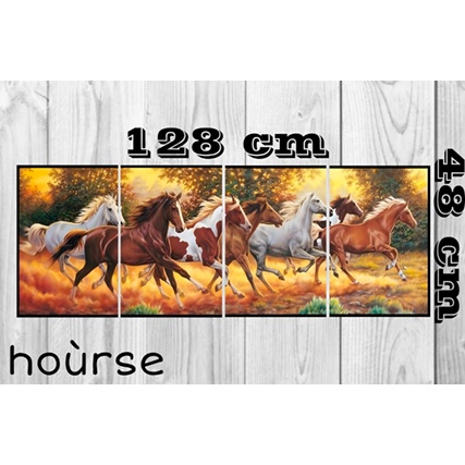 Hiasan Dinding Dekorasi Ukuran Besar Gambar Kuda Pemandangan Pajangan Foto Minimalis Ruang Tamu Kamar Dapur Bingkai Kayu Frameblok