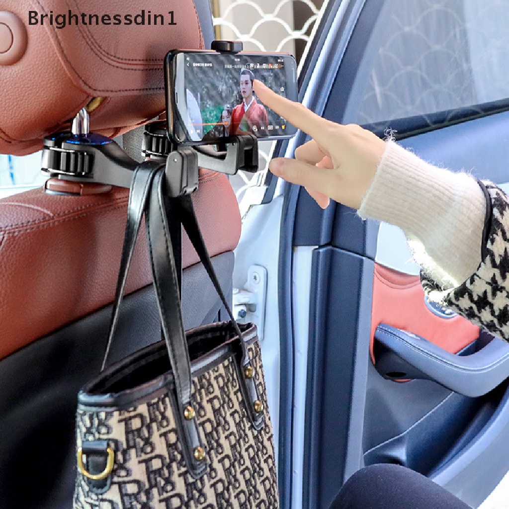 [Brightnessdin1] Pengait Headrest Mobil 2in1 Dengan Phone Holder Seat Back Hanger Untuk Bags Organizer Boutique