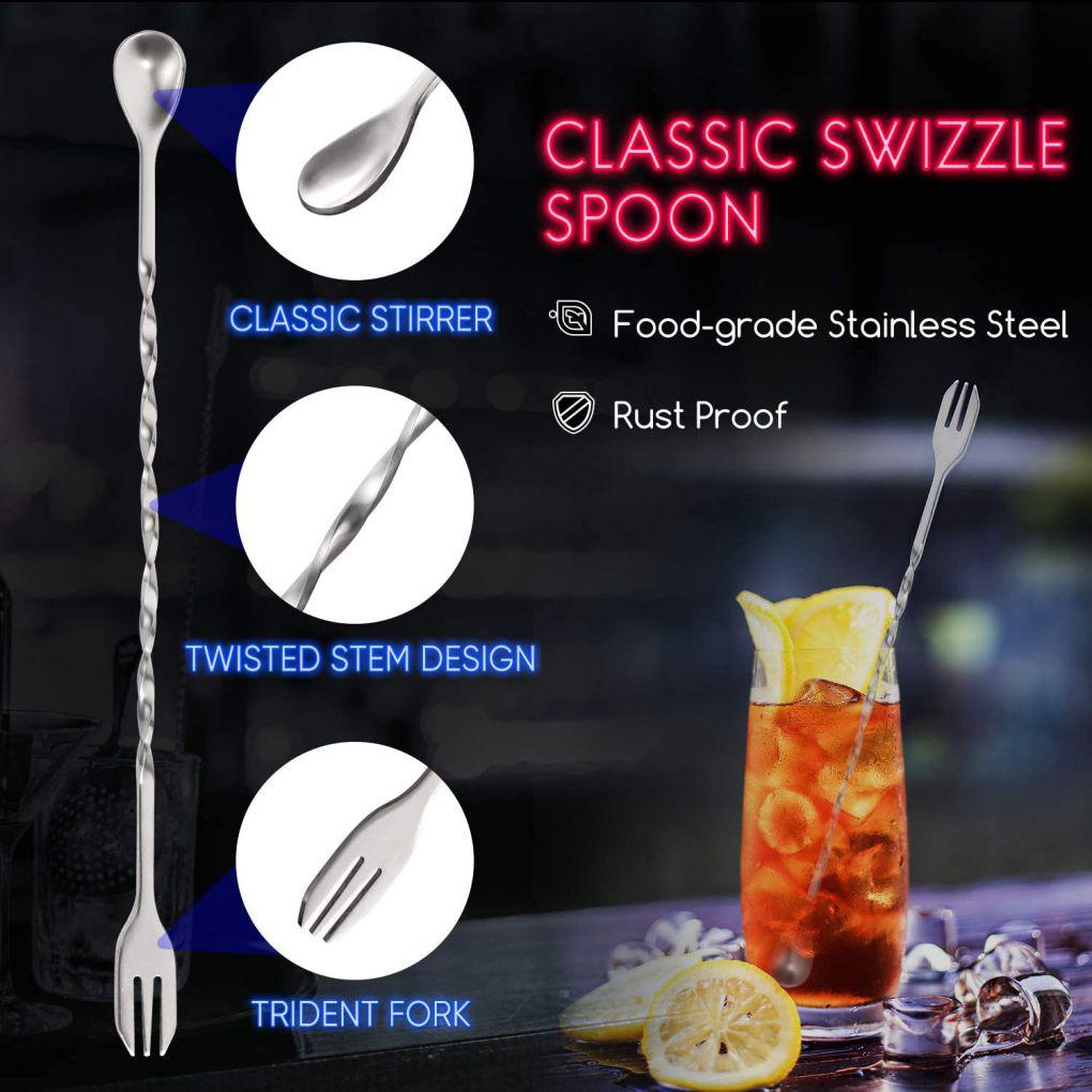 Elroy 4pcs Sendok Pengaduk Stainless Wine Muddlers Pembuat Minuman Stirring Set Untuk Bar Coffee Shop