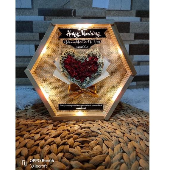 

S30 1 HARI JADI Hexa Flower in Frame kado pernikahan kado ulang tahun kado Anniversary Kado Wisuda Kado Valentine kado ultah rustik CUCI GUDANG ガ