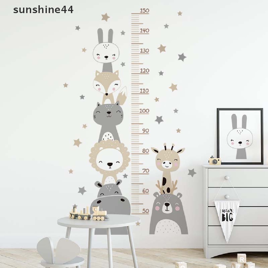 Sunshine Boho Warna Gaya Smile Hewan Beruang Lion Hearts Pengukuran Tinggi Badan Ruller Stiker Dinding Untuk Kamar Anak Bayi Nursery Wall Decals ID