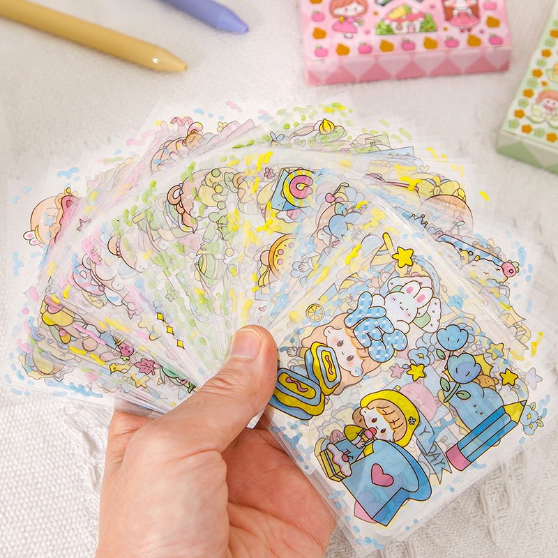 100lembar Kartun Non-Duplicate Stiker Kotak Scrapbook DIY Deco Stiker