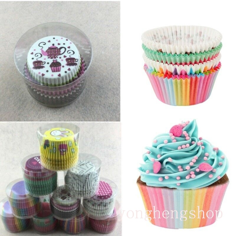 100pcs / lot Kotak Case Cupcake / Muffin Bahan Kertas Untuk Dekorasi Pesta
