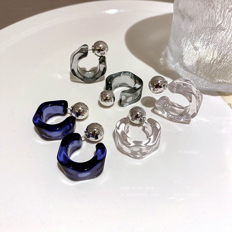 Korea Baru Akrilik Bening Geometris Berbentuk C Anting Hoop Untuk Wanita Gadis Tren Anting Gantung Pesta Perjalanan Perhiasan Hadiah