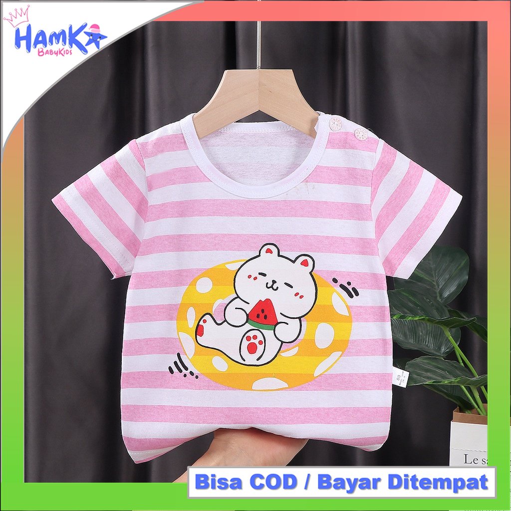 Kaos Anak Bayi 0 - 4 Tahun Lengan Pendek Perempuan Laki Laki Import Korea Bahan Katun