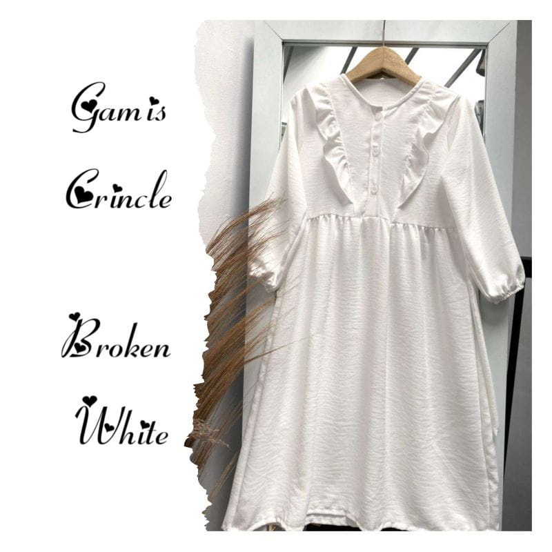 Gamis Anak Fazila Bahan Crincle Usia 1-12 Tahun warna Broken White Gamis Muslim Anak Terbaru