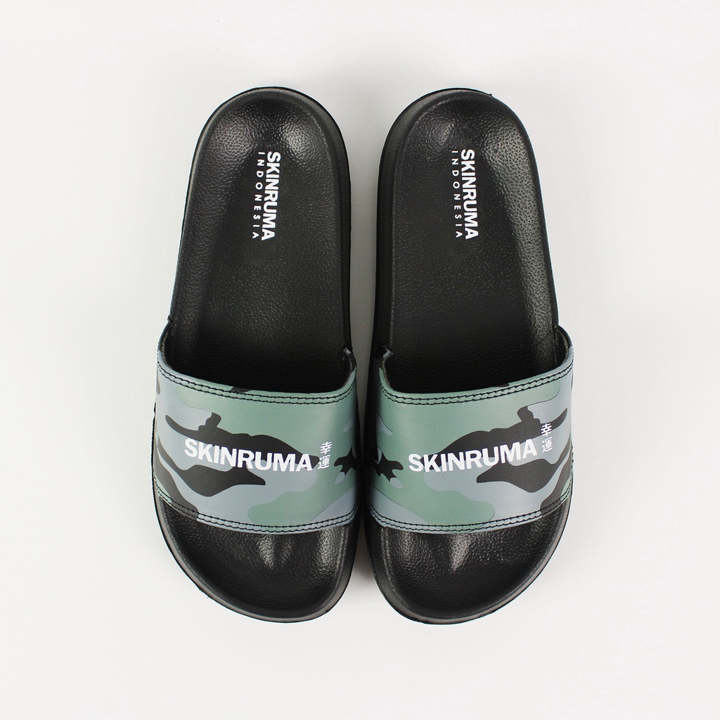 Sendal Slop Pria Wanita SKINRUMA Motif Army Hitam / Slip On Pria / Slide Pria / Sendal Outdoor / Sendal Cowok