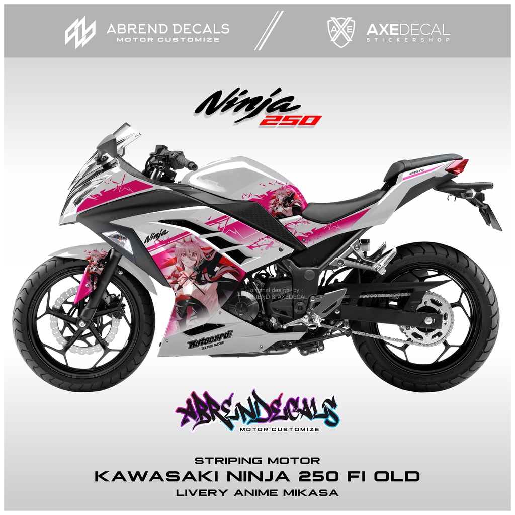 STRIPING NINJA 250 FI OLD ANIME CUSTOM / STIKER MOTOR KAWASAKI NINJA FI DESAIN ANIME / STOCK DECAL L